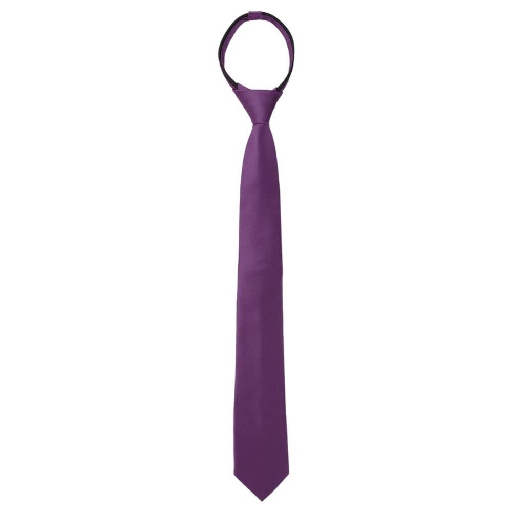 Men's Skinny Pretied Zipper Ties Adjustable Wedding Groom Tie Deep Purple